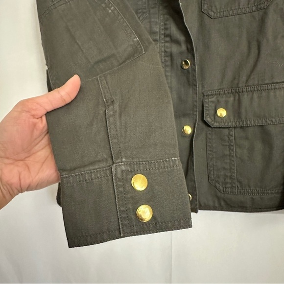 J. Crew Women's Boyfriend Fit Cotton Jacket Gold Buttons in Military Green sz SP - Picture 11 of 15